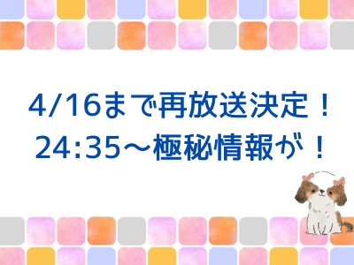4/16まで再放送決定！24:35～極秘情報が！