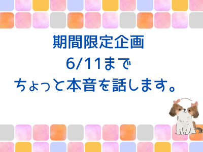 ちょっと本音を話します。